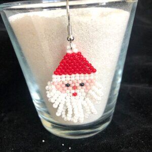 Handmade beaded Santa earrings